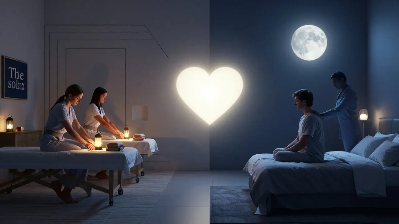 Dvě cesty k klidu: salon a domácí masáž, obě vedou k vnitřnímu spojení.